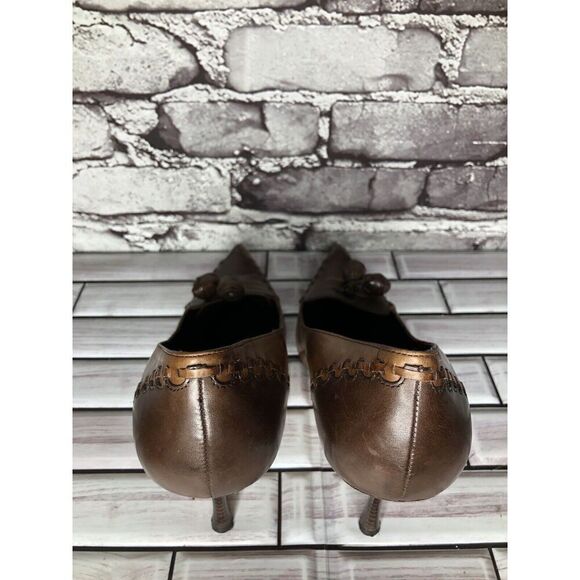 Max Studio Quibble Brown Leather Pointed Tassel High Heels Women Sz 8.5M US/39EU - Picture 9 of 16